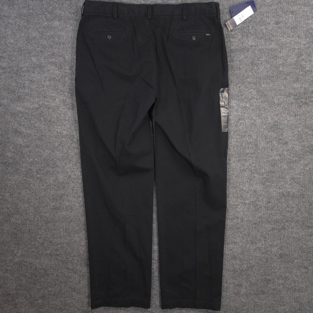Polo Ralph Lauren Pants Mens 38X32 Black Straight Leg Classic Fit Pleated NEW - Picture 5 of 15